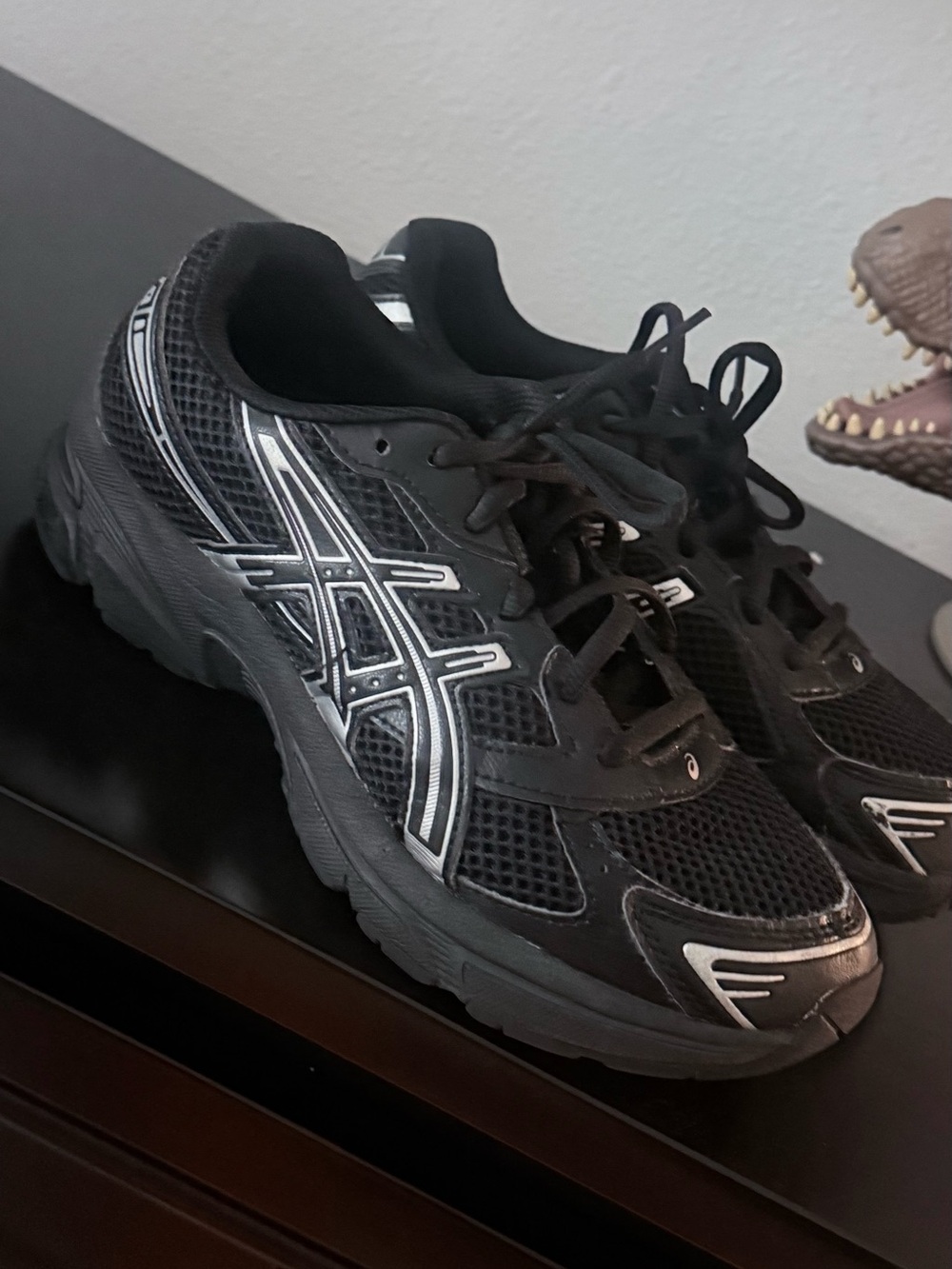 ASICS Black Athletic Running Shoes with Silver Accents